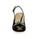 Sandale pour femmes avec noeud en daim noir et imprimé blanc talon compensé 6 - Pointures disponibles:  34, 42, 43, 44