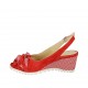 Sandale pour femmes avec noeud en daim rouge et imprimé blanc talon compensé 6 - Pointures disponibles:  32, 42