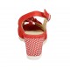 Sandale pour femmes avec noeud en daim rouge et imprimé blanc talon compensé 6 - Pointures disponibles:  32, 42