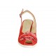 Sandalo da donna con fiocco in camoscio rosso e stampato bianco zeppa 6 - Misure disponibili: 32, 42