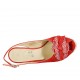Sandalo da donna con fiocco in camoscio rosso e stampato bianco zeppa 6 - Misure disponibili: 32, 42