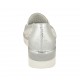 Zapato para mujer con elasticos en piel perforada blanca y laminada plateada cuña 3 - Tallas disponibles:  32, 33, 34, 42, 43, 44