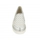 Zapato para mujer con elasticos en piel perforada blanca y laminada plateada cuña 3 - Tallas disponibles:  32, 33, 34, 42, 43, 44