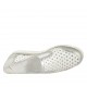 Zapato para mujer con elasticos en piel perforada blanca y laminada plateada cuña 3 - Tallas disponibles:  32, 33, 34, 42, 43, 44