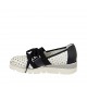 Scarpa accollata da donna con stringhe ed elastico in pelle forata bianca e pelle e pelle laminata blu zeppa 3 - Misure disponibili: 32, 33, 34, 42, 43, 44, 45