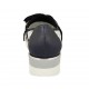 Scarpa accollata da donna con stringhe ed elastico in pelle forata bianca e pelle e pelle laminata blu zeppa 3 - Misure disponibili: 32, 33, 34, 42, 43, 44, 45