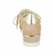Chaussure à lacets pour femmes en daim beige, cuir lamé platine et tissu pailleté or talon compensé 3 - Pointures disponibles:  33, 42, 43, 44, 45