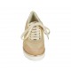 Chaussure à lacets pour femmes en daim beige, cuir lamé platine et tissu pailleté or talon compensé 3 - Pointures disponibles:  33, 42, 43, 44, 45