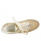 Scarpa stringata da donna in camoscio beige, pelle laminata e tessuto glitterato oro platino zeppa 3 - Misure disponibili: 33, 42, 43, 44, 45