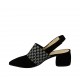 Woman's slingback pump with printed elastic band in black suede heel 5 - Available sizes:  32, 33, 34, 42, 44