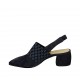 Woman's slingback pump with printed elastic band in blue suede heel 5 - Available sizes:  33, 34, 42, 43, 44, 45