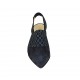 Woman's slingback pump with printed elastic band in blue suede heel 5 - Available sizes:  33, 34, 42, 43, 44, 45