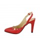 Slingback für Damen aus rotem Leder mit Nieten Absatz 9 - Verfügbare Größen:  32, 34, 42, 45