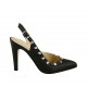 Slingback für Damen aus schwarzem Leder mit Nieten Absatz 9 - Verfügbare Größen:  34