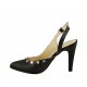 Slingback für Damen aus schwarzem Leder mit Nieten Absatz 9 - Verfügbare Größen:  34