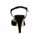 Zapato destalonado para mujer con cinturon en gamuza negra tacon 9 - Tallas disponibles:  32, 33, 42