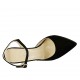 Zapato destalonado para mujer con cinturon en gamuza negra tacon 9 - Tallas disponibles:  32, 33, 42