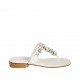 Sabot infradito con strass da donna in pelle bianca tacco 2 - Misure disponibili: 32, 42, 43, 44, 45
