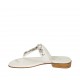 Chanclas de dedo con estrás para mujer en piel blanca tacon 2 - Tallas disponibles:  32, 42, 43, 44, 45