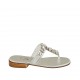 Sabot infradito con strass da donna in pelle argento tacco 2 - Misure disponibili: 32, 33, 43, 44