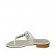 Sabot infradito con strass da donna in pelle argento tacco 2 - Misure disponibili: 32, 33, 43, 44