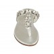 Sabot infradito con strass da donna in pelle argento tacco 2 - Misure disponibili: 32, 33, 43, 44