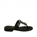 Chanclas de dedo para mujer con estrás en piel negra tacon 2