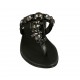 Chanclas de dedo para mujer con estrás en piel negra tacon 2 - Tallas disponibles:  33, 34, 43