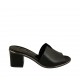 Woman's open mules in black leather heel 5 - Available sizes:  32, 34, 43, 45