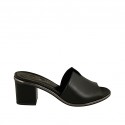 Mule ouvert pour femmes en cuir noir talon 5