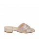 Sabo abierto para mujer en piel laminada rosa y tejido tacon 2 - Tallas disponibles:  32, 33, 34, 42, 43, 44, 45
