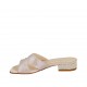 Sabo abierto para mujer en piel laminada rosa y tejido tacon 2 - Tallas disponibles:  32, 33, 34, 42, 43, 44, 45