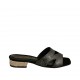 Offene Pantolette für Damen aus schwarzem laminiertem Leder und beigeplatinfarbenem Stoff Absatz 2 - Verfügbare Größen:  32, 33, 34, 42, 43, 44, 45