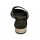 Mule ouvert pour femmes en cuir lamé noir et tissu beige platine talon 2 - Pointures disponibles:  32, 33, 34, 42, 43, 44, 45