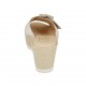 Mule pour femmes en cuir blanc et cuir lamé imprimé platine avec boucle talon compensé 6 - Pointures disponibles:  42, 43, 44