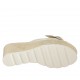 Sabot da donna in pelle bianca e laminata stampata platino con fibbia zeppa 6 - Misure disponibili: 33, 34, 42, 43, 44, 45