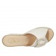 Mule pour femmes en cuir blanc et cuir lamé imprimé platine avec boucle talon compensé 6 - Pointures disponibles:  42, 43, 44