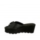 Sabot da donna in pelle e pelle laminata stampata nera con fibbia zeppa 6 - Misure disponibili: 42, 44