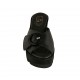 Woman's mules in black leather and laminated printed leather with buckle wedge heel 6 - Available sizes:  42, 44