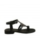 Sandale pour femmes en cuir imprimé noir avec courroie et strass talon 2 - Pointures disponibles:  33, 34