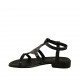 Sandale pour femmes en cuir imprimé noir avec courroie et strass talon 2 - Pointures disponibles:  33, 34
