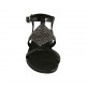 Woman's sandal in black printed leather with strap and rhinestones heel 2 - Available sizes:  33, 34