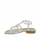 Woman's sandal in silver printed leather with strap and rhinestones heel 2 - Available sizes:  32, 34, 44, 45