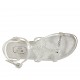 Woman's sandal in silver printed leather with strap and rhinestones heel 2 - Available sizes:  32, 34, 44, 45