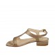 Woman's sandal in bronze laminated leather and fabric heel 2 - Available sizes:  32, 43, 44, 45, 46
