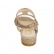 Woman's sandal in bronze laminated leather and fabric heel 2 - Available sizes:  32, 43, 44, 45, 46