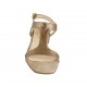 Woman's sandal in bronze laminated leather and fabric heel 2 - Available sizes:  32, 43, 44, 45, 46