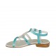 Sandale pour femmes avec strass en cuir lamé et imprimé bleu clair talon 2 - Pointures disponibles:  32, 33, 34, 42, 43, 44, 46