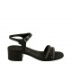 Sandale pour femmes avec courroie et strass en cuir imprimé noir talon 4 - Pointures disponibles:  33, 43, 44, 45, 46