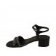 Sandale pour femmes avec courroie et strass en cuir imprimé noir talon 4 - Pointures disponibles:  33, 43, 44, 45, 46